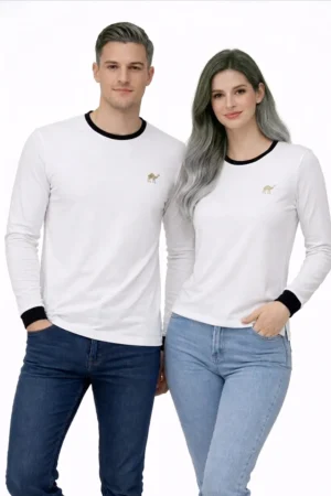 9_converted White*Gold Quizas- Round Neck T-Shirt