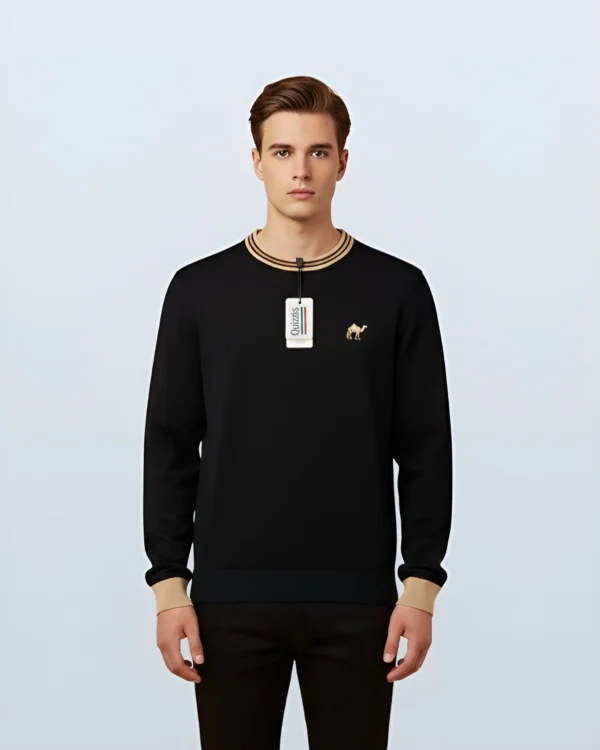 تصميم بلوفر 1_converted Black*Gold Quizas- Round Neck T-Shirt