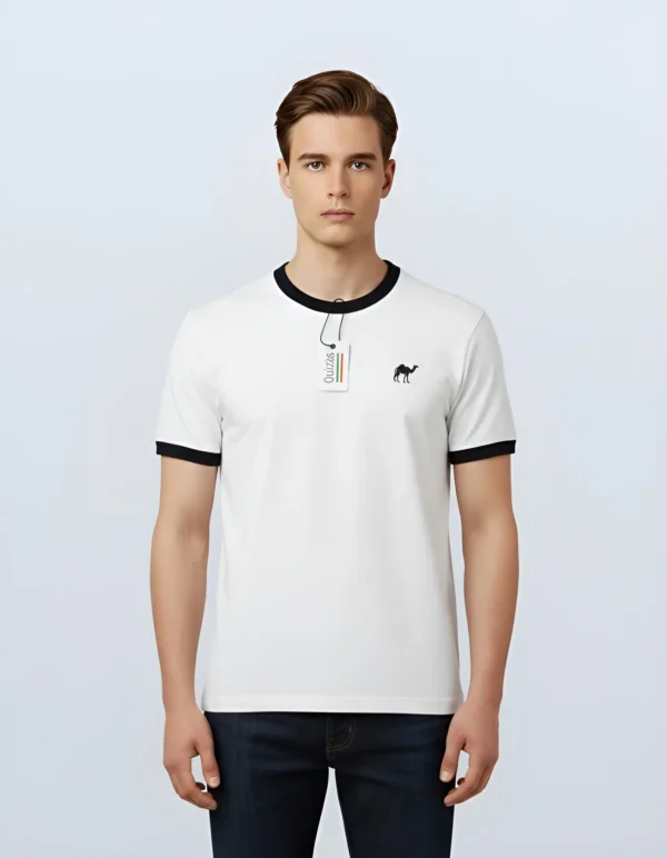 White*Black Quizas- Round Neck T-Shirt